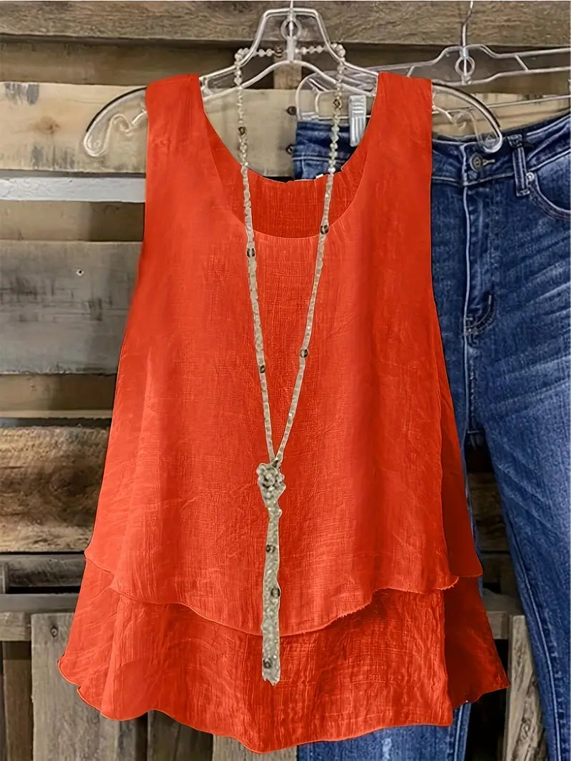 Cassandra - Ruffled Viscose Tank Top