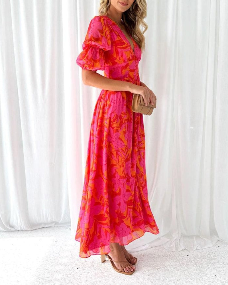 Derana – Long Red and Pink Dress