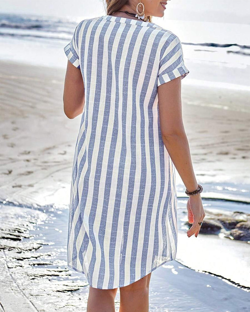 Louisa – Elegant Striped Shirt Dress
