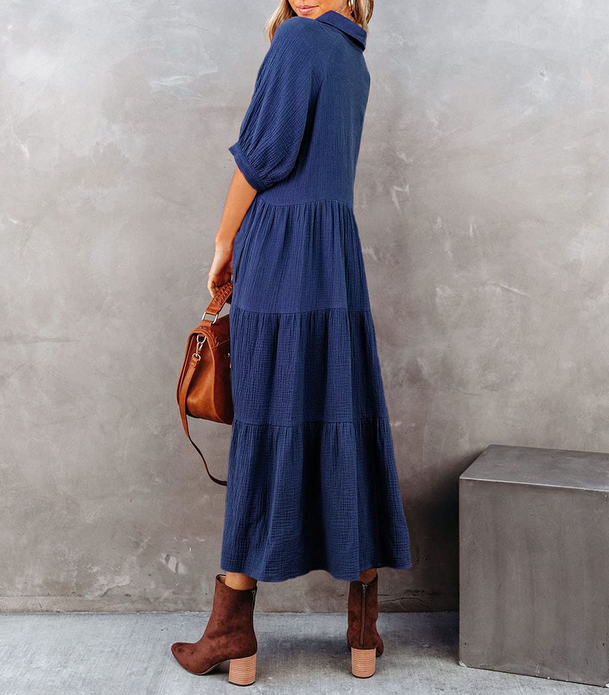 Caroline - Luxurious Ruffled Shirt Dress
