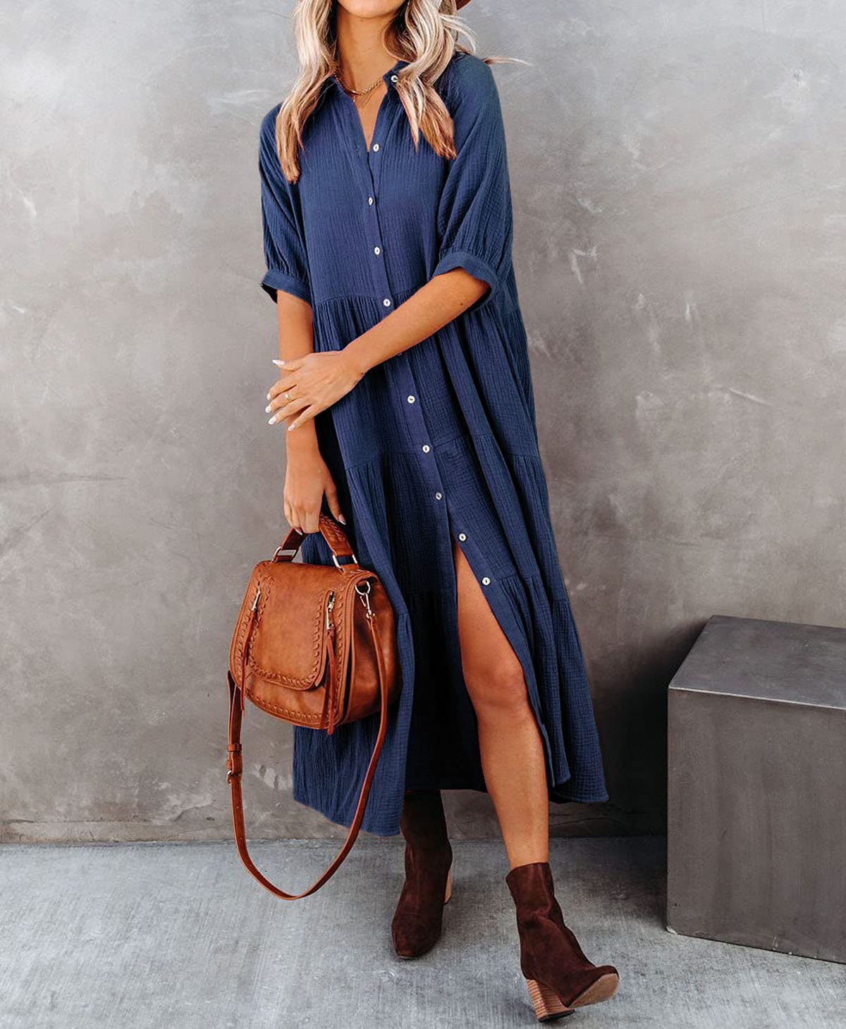 Caroline - Luxurious Ruffled Shirt Dress