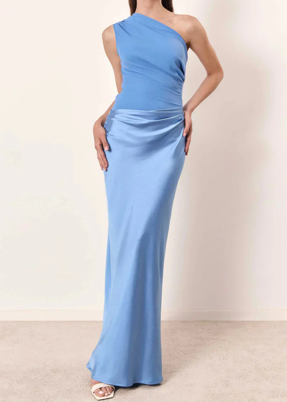 Ginette - One-Shoulder Pleated Maxi Dress