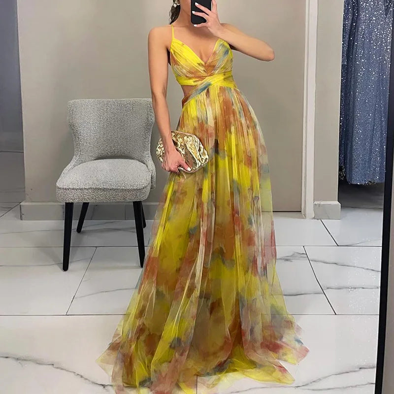 Giselle – Enchanting Long Floral Print Dress