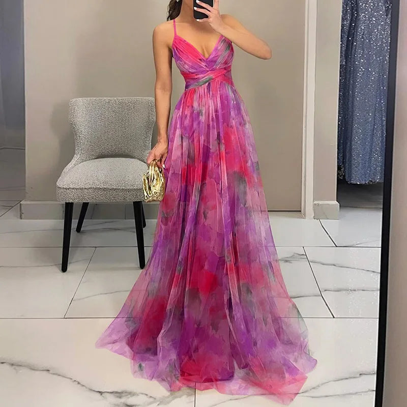 Giselle – Enchanting Long Floral Print Dress
