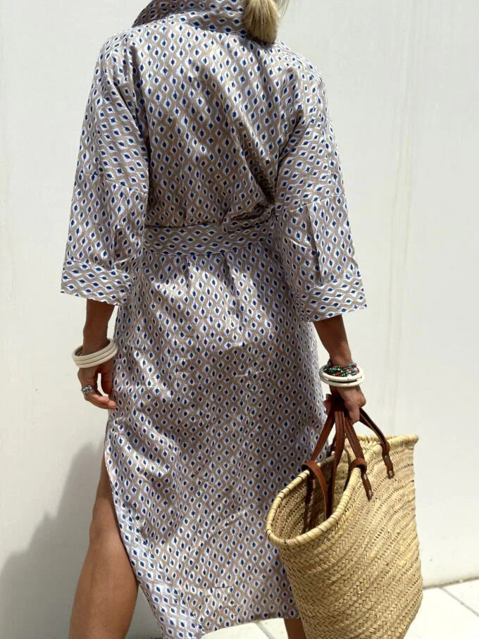 Sophia – Elegant Striped Shirt Dress