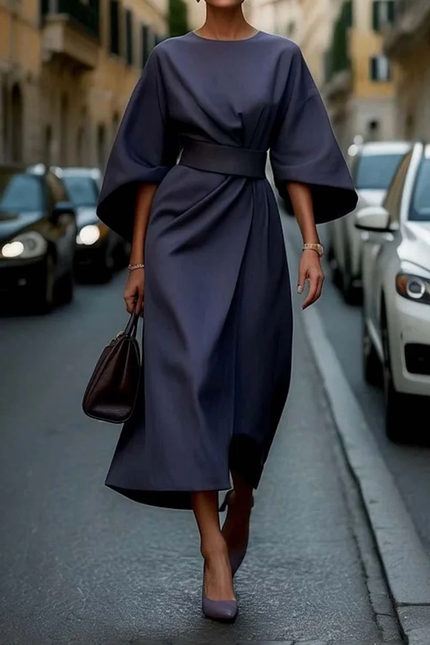 Luciana - Elegant Lantern Sleeve Dress