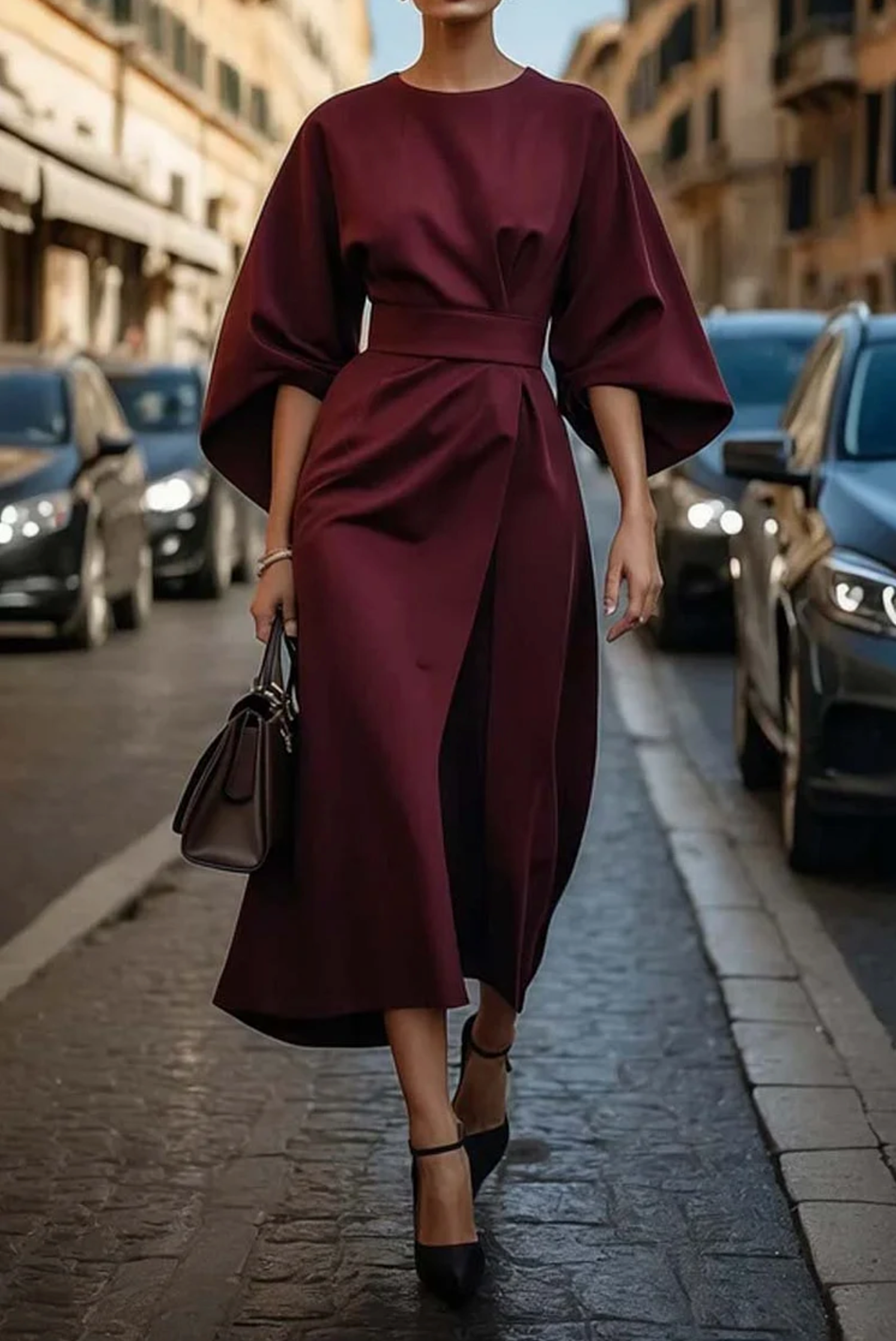 Luciana - Elegant Lantern Sleeve Dress