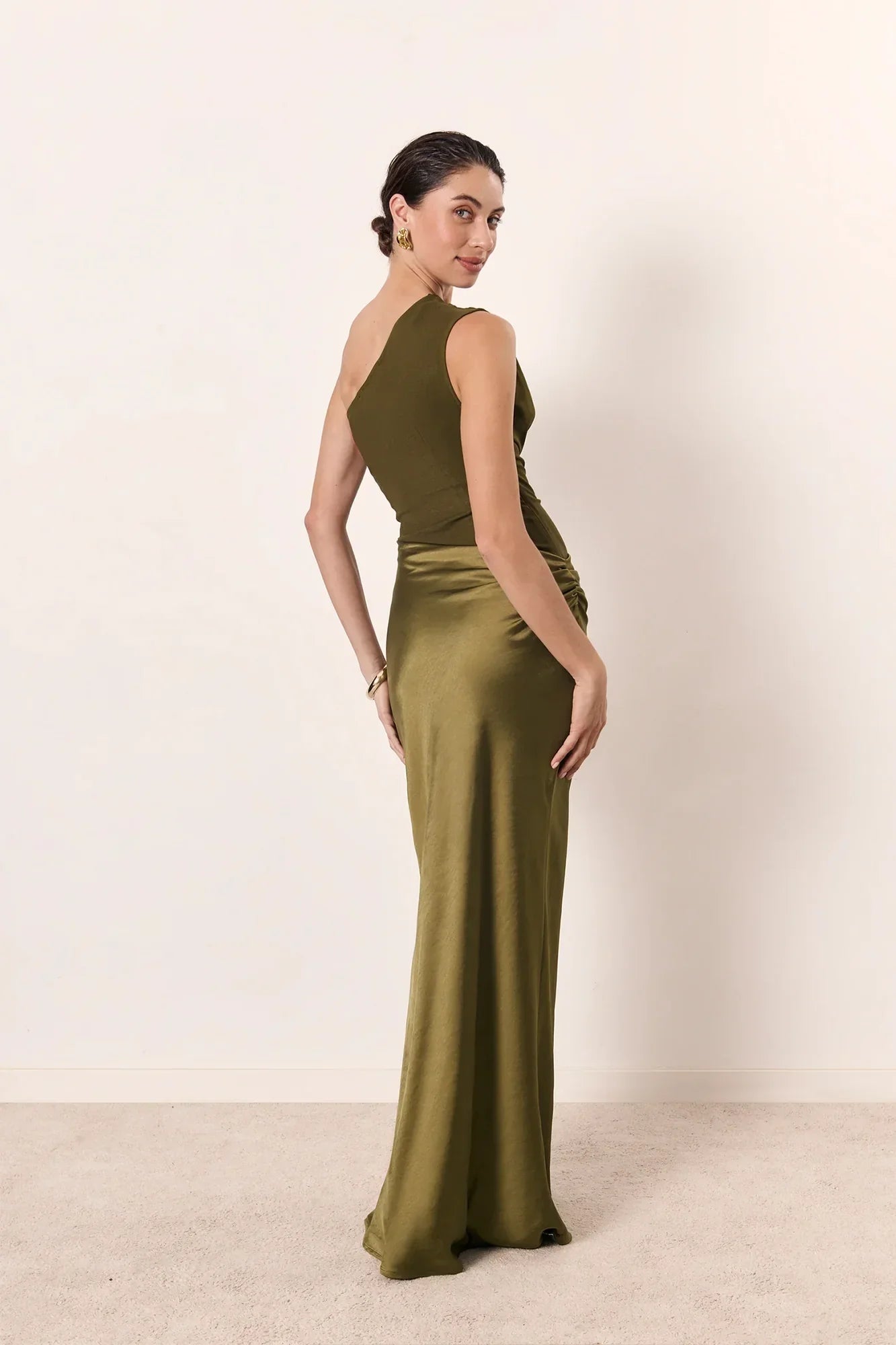 Ginette - One-Shoulder Pleated Maxi Dress