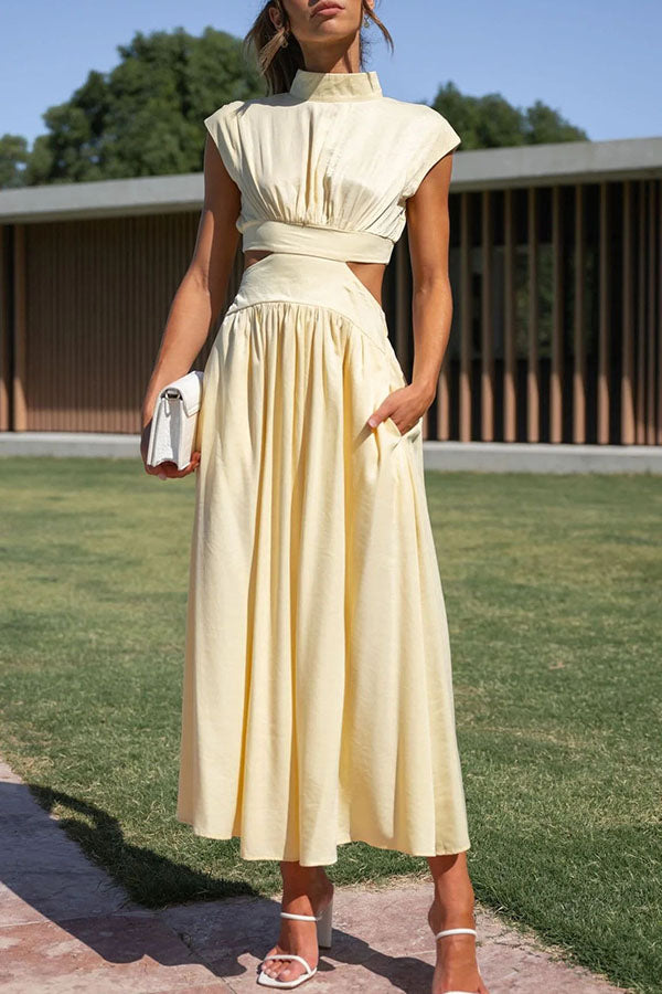 Quincy – Midi Dress with Cut-Out and Pockets