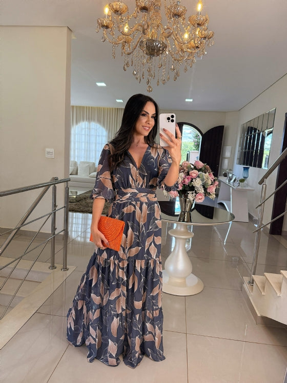 Lauriane – Long floral dress with a comfortable cut for elegant days