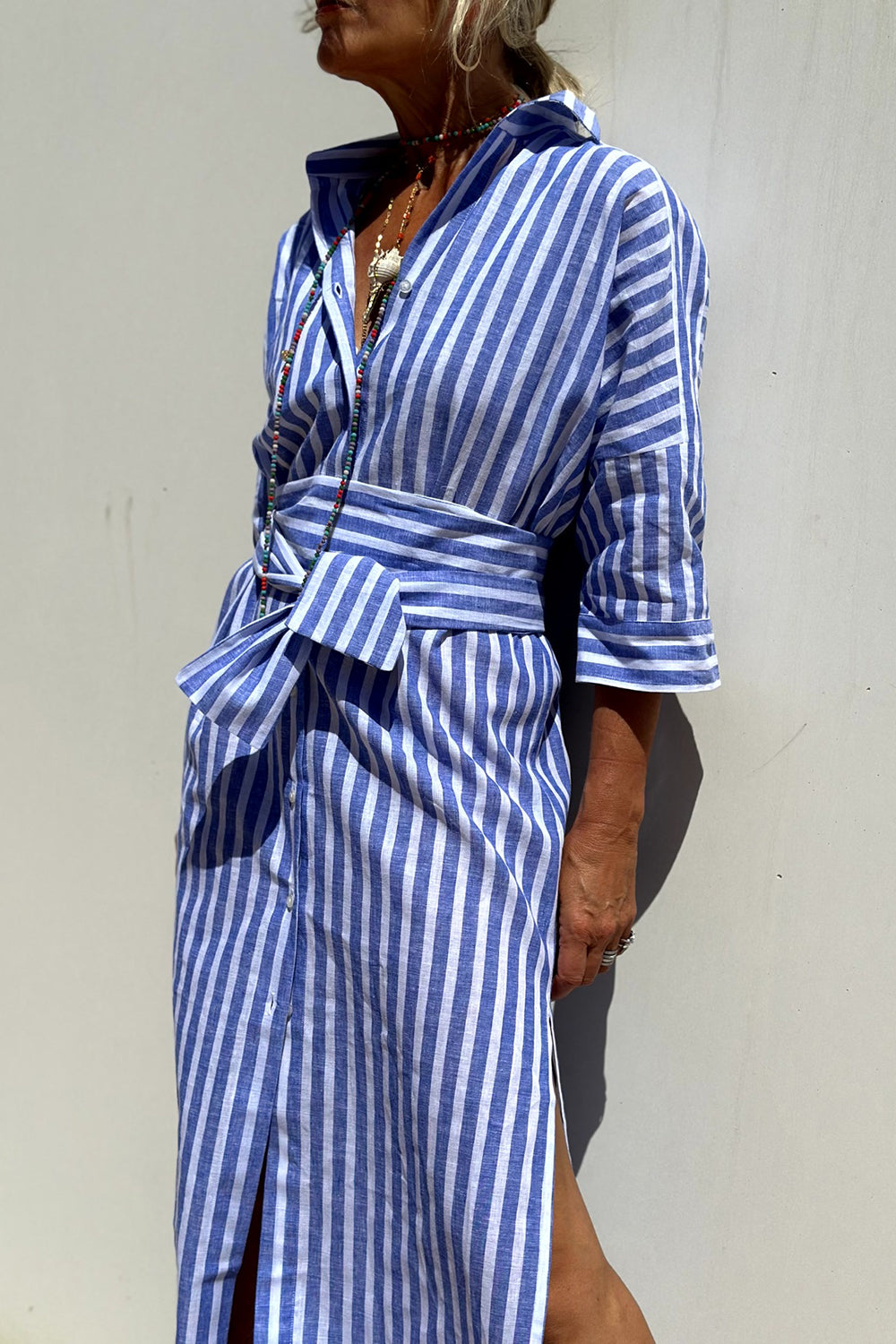 Caitlin – Elegant Striped Shirt Dress