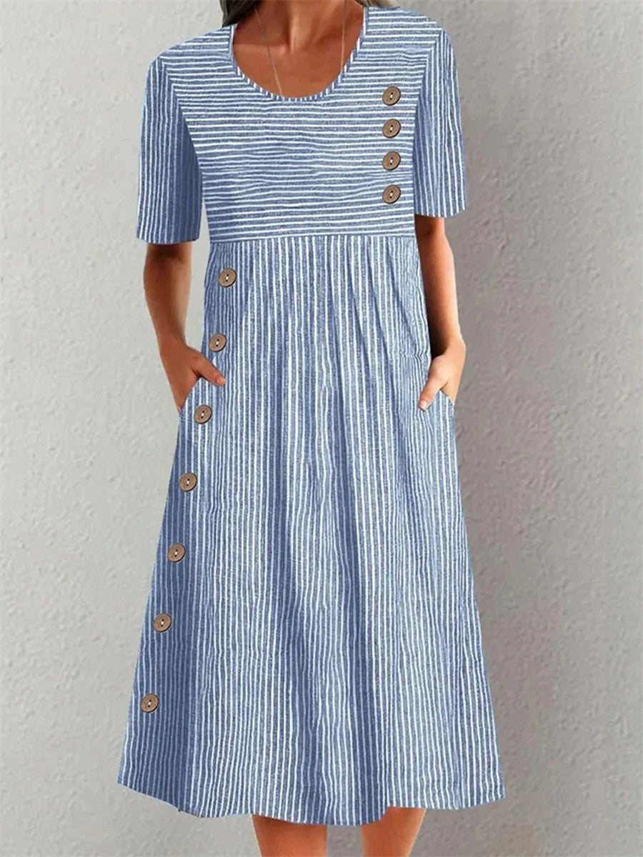 Lara - Elegant Striped Midi Dress