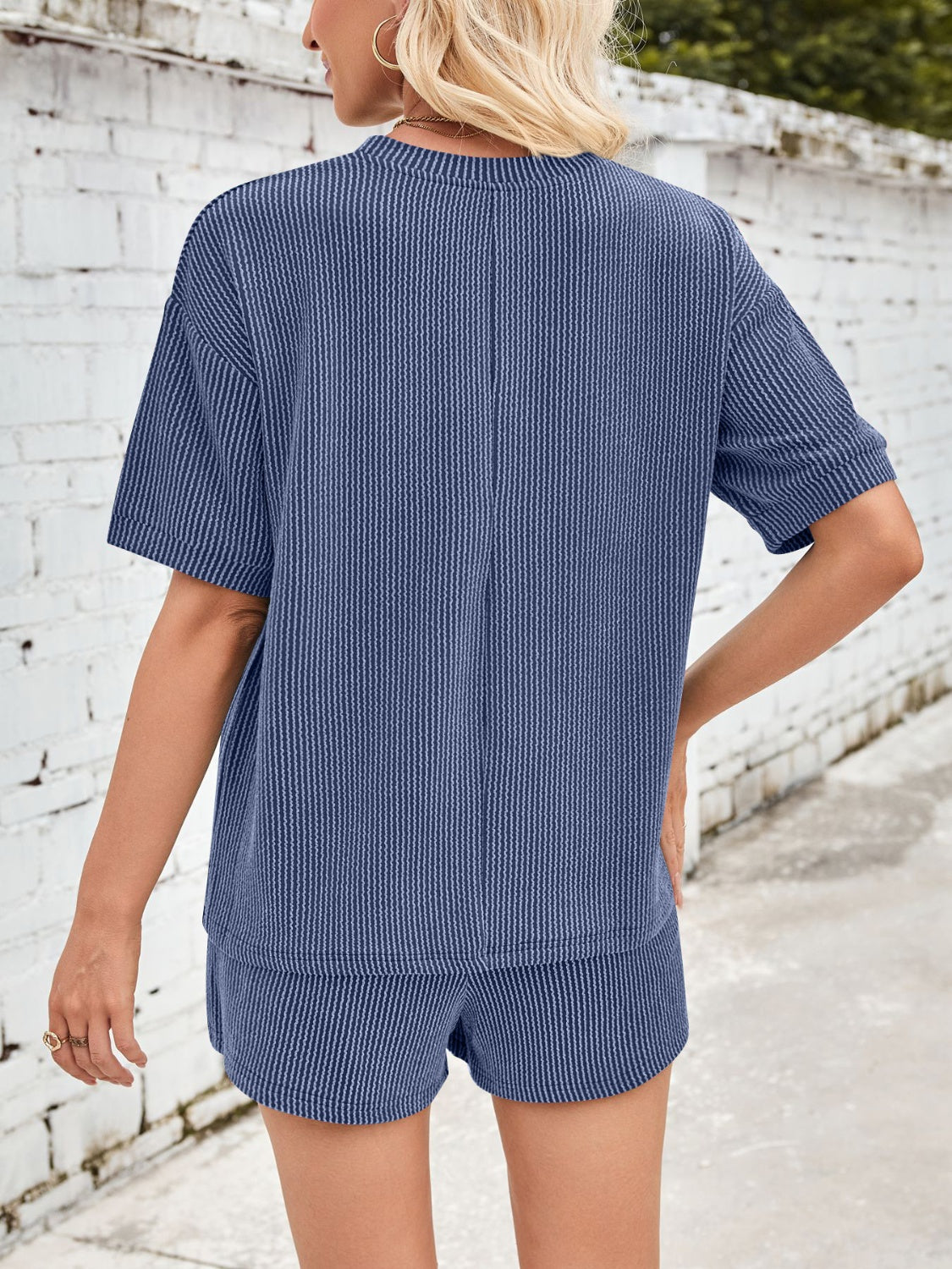 Jinte - Comfortable ribbed fabric loungewear set