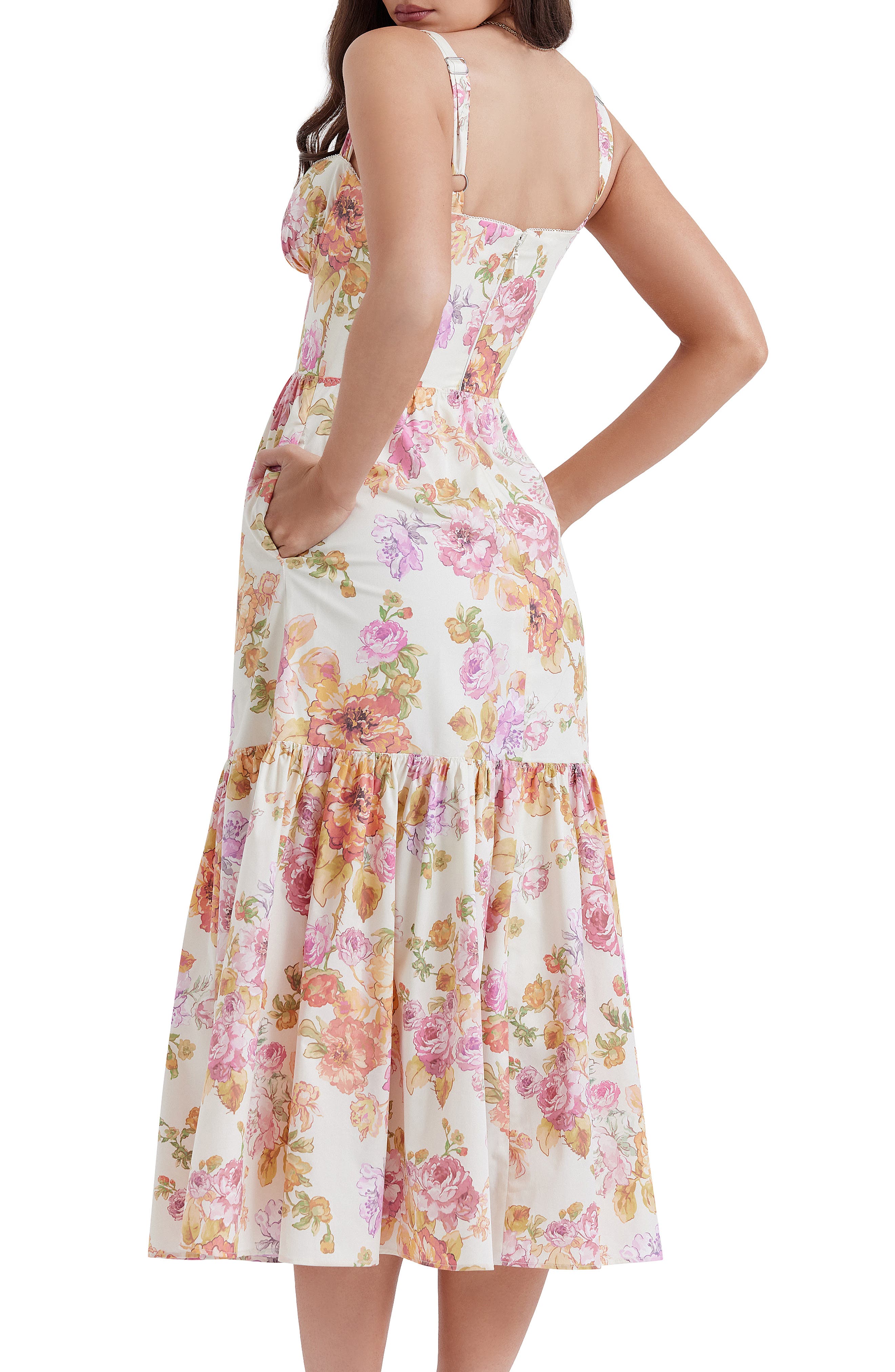 Elia – Summer Floral Stretch Cotton Corset Dress