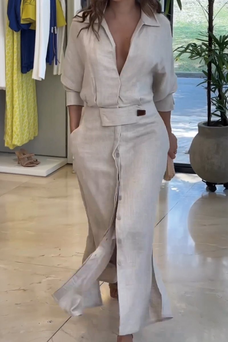 Jeanette – Long Dress with V-Neck