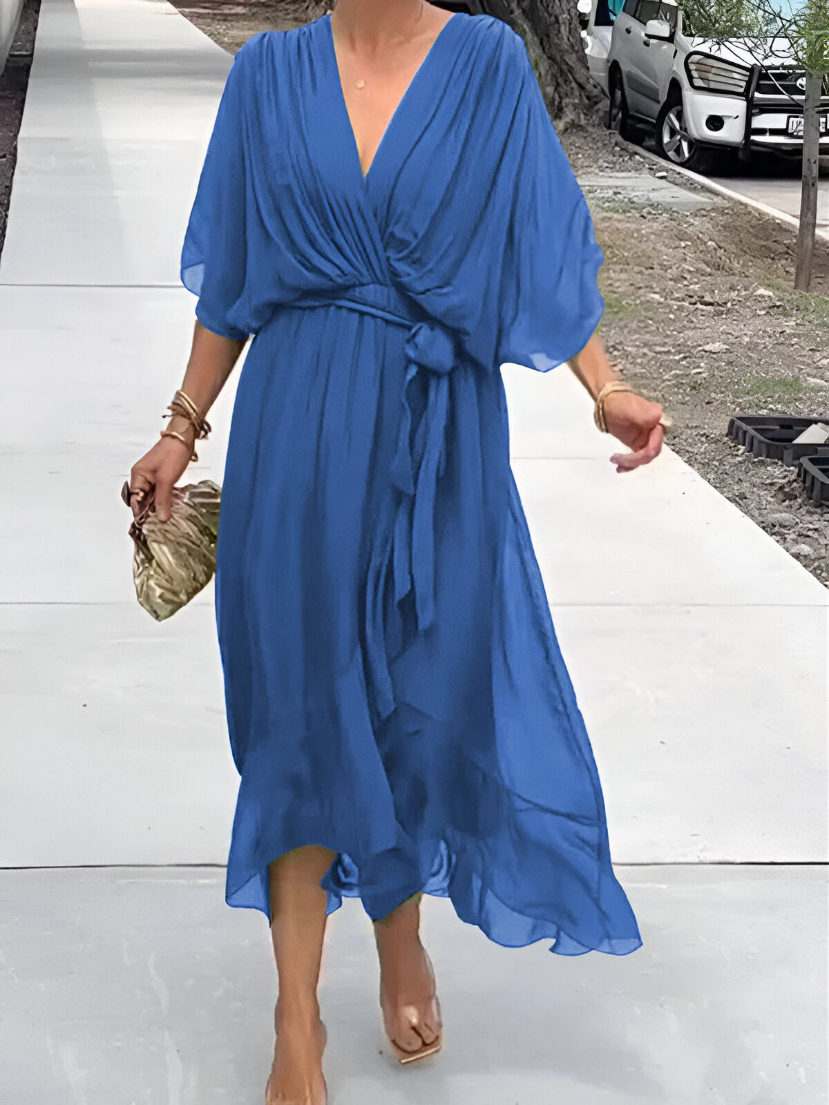 Monica - Chiffon Dress with V-Neck