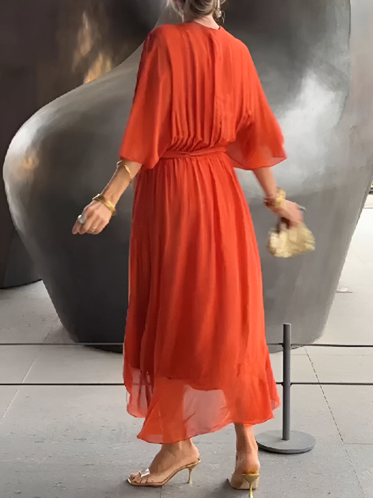 Monica - Chiffon Dress with V-Neck