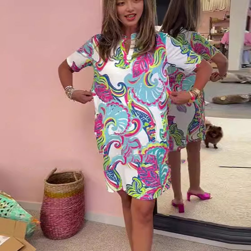 Catherine - Vibrant V-Neck Dress