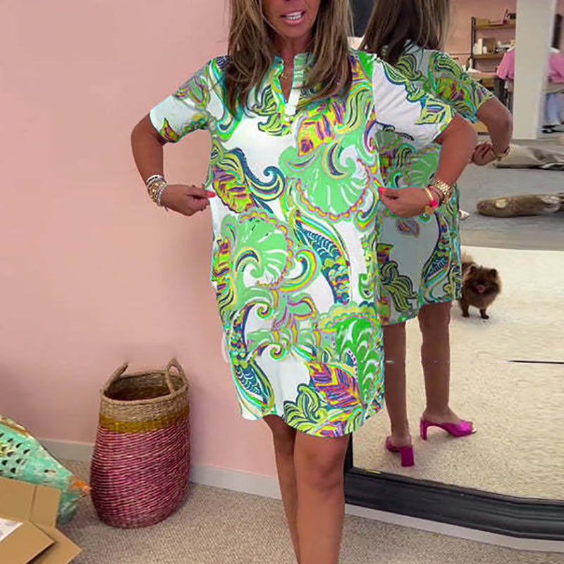 Catherine - Vibrant V-Neck Dress