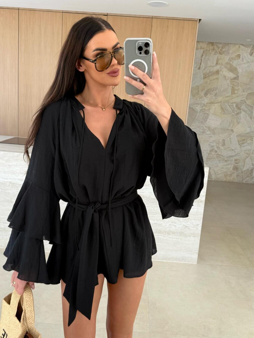 Demi – Flowing Jumpsuit with Ruffled Sleeves