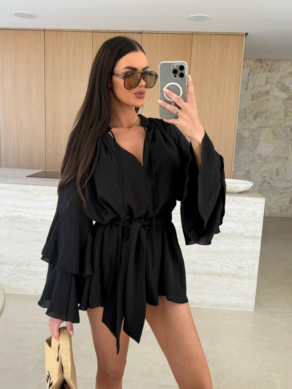 Demi – Flowing Jumpsuit with Ruffled Sleeves