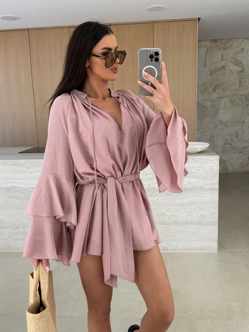 Demi – Flowing Jumpsuit with Ruffled Sleeves